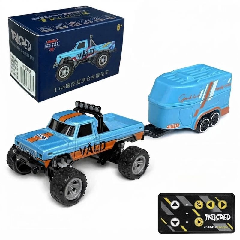 Mini radiostyrd bil Radiostyrd Bil® Blå - orange + vagn 