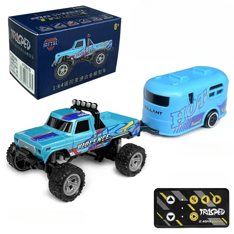 Radiostyrd bil 4x4 offroad Radiostyrd Bil® Blå med vagn 