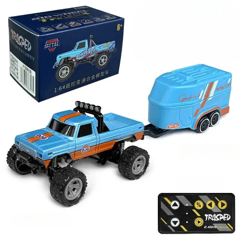 Radiostyrd bil 4x4 offroad Radiostyrd Bil® Orange & blå med vagn 